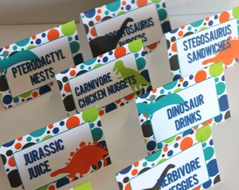 Dinosaur menu card, dinosaur birthday menu card, dinosaur party buffet card, table talker, candy buffet, place card, food label, food card