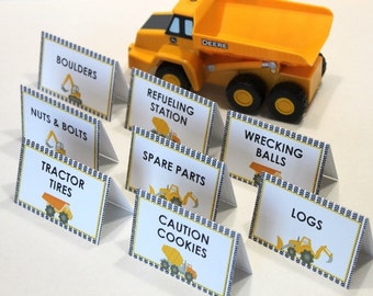 Construction birthday party, menu card buffet card (12) - candy buffet, birthday party, baby shower, farm birthday, digger birthday party