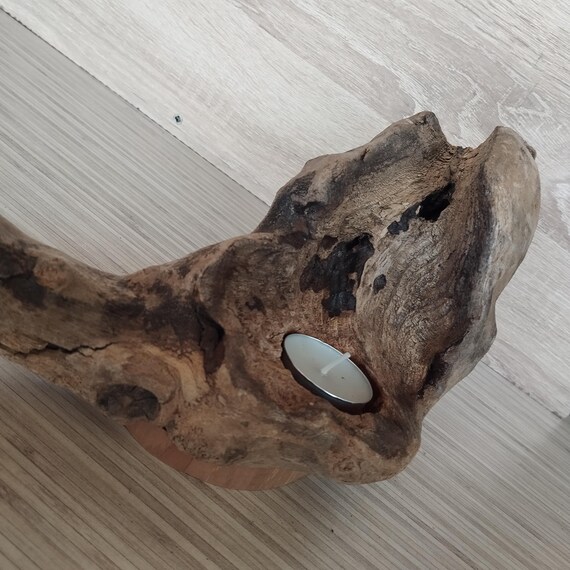 ヴィンテージ流木キャンドルホルダー素朴な飾り ヴィンテージの木彫り