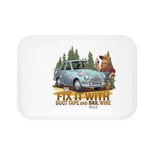 Funny Duct Tape Car Bath Mat: Rustic Fix It Home Decor