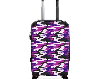 Purple Camo Carry-On Suitcase:  Lightweight Travel Luggage with Bold Camouflage Design