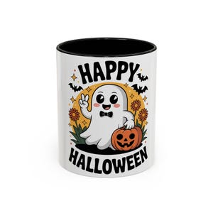 Halloween Coffee Mug Ghost Design:  Halloween Mug Cute, Trick or Treat Mug, Spooky Decor