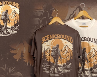 Scenicbound Adventure T-shirt uniseks: T-shirt voor buitenwandelen, cadeau voor natuurliefhebber