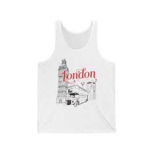 Tank Top London Skyline Tank Top Unisex Jersey Tank Top Urlaubsabnutzung Reise Souvenir London Urban Style Sommer Mode Geschenk für Reisende
