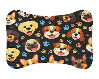 Tappetino per la pappa con impronte di zampe di cane: un simpatico tappetino con impronta di zampa per cani e cuccioli.