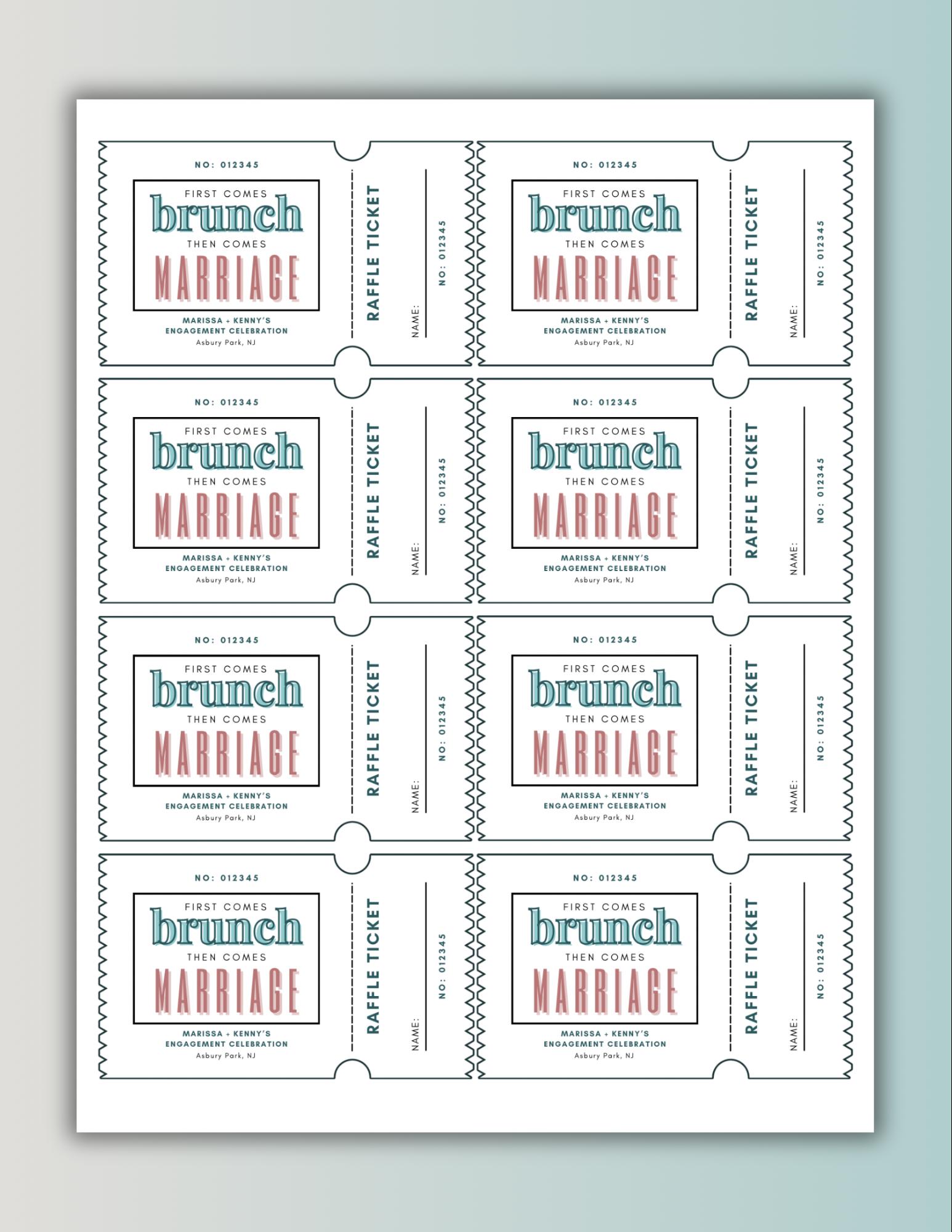 Customizable Raffle Tickets Template: Bridal Shower, Baby Shower ...