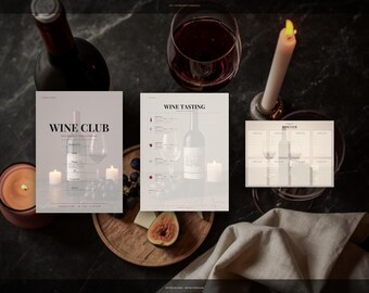 Kit para fiesta de cata de vinos, tarjeta de puntuación, invitación, tarjetas de miembro (descarga digital)