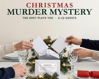Christmas Murder Mystery Party Game for 6-12 Guests, Printable Holiday Dinner Party Kit, Host Plays Too, No Acting, Large Print