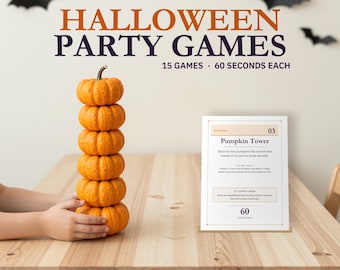 Halloween Party Games Printable, 15 Sixty-Second Games, Shopping List, Station Signs (Digital Download)