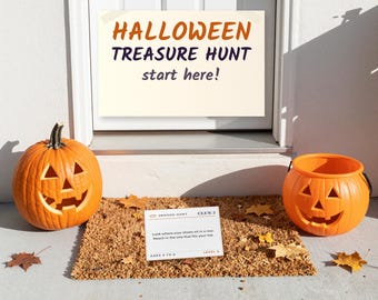 Halloween Treasure Hunt Clues, 3 Reading Levels, Indoor Outdoor Scavenger Game (Digital Download)