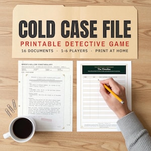 Cold Case File Printable Detective Game, 16 Documents to Solve an Unsolved 1998 Death, Solo or up to 6 Players, Answer Sealed at the Back
