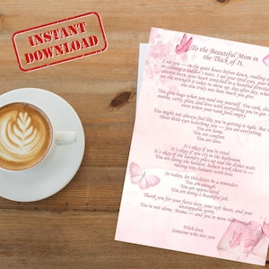Carta para una mamá con niños pequeños / Regalo imprimible emotivo / Regalo para el Día de la Madre o cumpleaños de un niño / Carta de agradecimiento para una mamá (PDF)