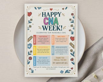 CNA Appreciation Week Flyer Template, Editable Itinerary Template, Healthcare Workers, Happy CNA Week, Nursing Assistants, Digital Download