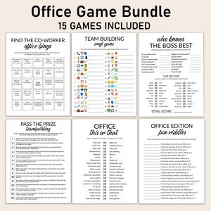 Office Games Bundle Printable, 15 Fun Office Games, Team Building, Icebreaker, Scavenger Hunt, Bingo, Employee Party Games, Instant Download