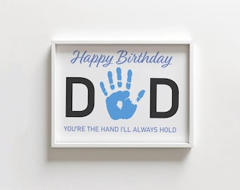 Buon compleanno papà, impronta della mano stampabile, regalo per papà, ricordo artigianale per bambini, scuola materna, bambini piccoli, attività artistica, biglietto per papà, arte con impronta della mano
