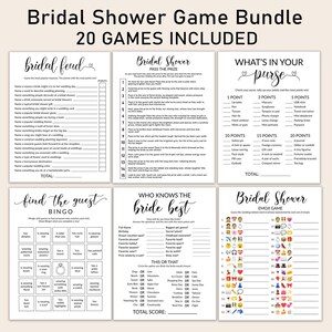 Bridal Shower Game Bundle Printable, 20 Fun Wedding Games Printable, Bachelorette Party Pack, Bridal Game for Guests, Instant Download
