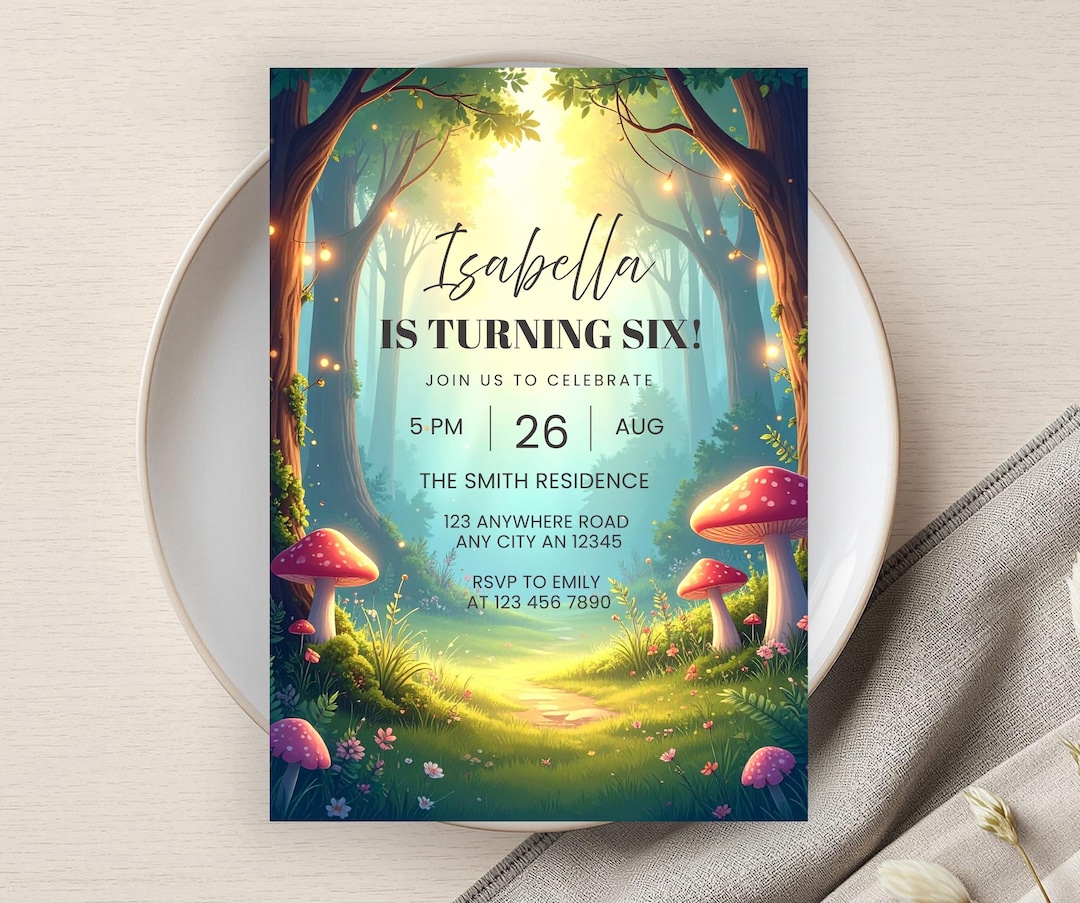 Forest Rave Invite Magical Forest Birthday Invitation, Party Printable, Editable Birthday ...