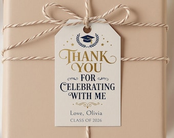 Graduation Gift Tag, Editable Graduation Party Gift Tag, Party Favor Gift Label, Thank You, Digital Download