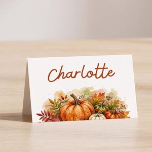 Bearbeitbare Tischkarten für Thanksgiving, Namensschilder zum Ausdrucken, Herbstliche Speisenkarten, Buffetkarten, Tischdekoration, Digitaler Download