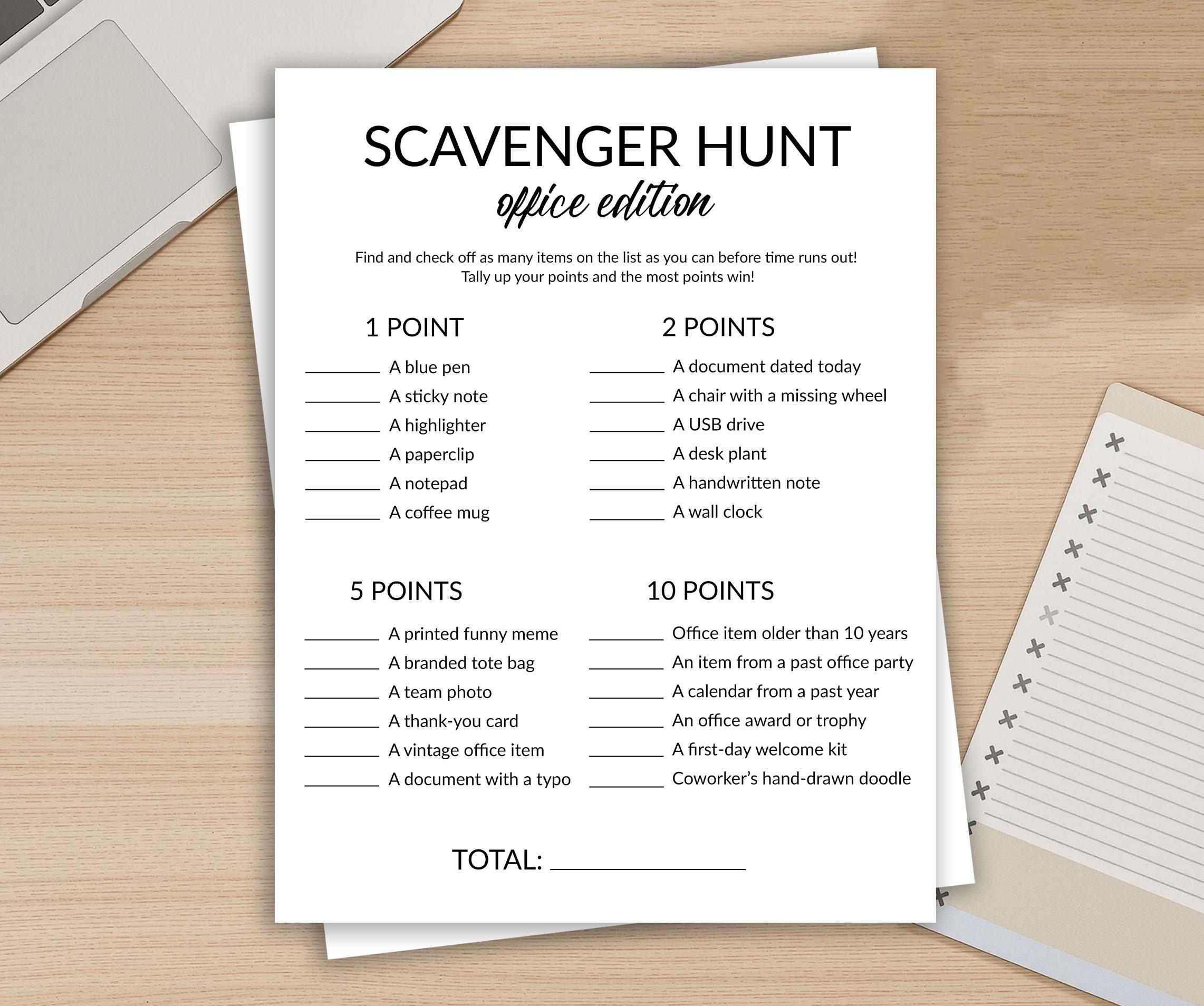 Office Scavenger Hunt Game, Printable Icebreaker for Work, Team ...