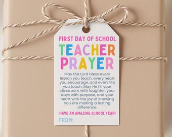 Geschenkanhänger mit Gebetswunsch für Lehrer, personalisierbarer Geschenkanhänger zum Schulanfang, Geschenkanhänger für den ersten Schultag, Segenswünsche, Gastgeschenk, digitaler Download