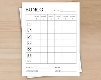Bunco Score Card druckbar, Bunco Party Spiel Score Sheets, Bunco Night Vorlage, Bunco Spiel Sheets, einfach minimalistisch, Instant Download