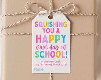 „Wir wünschen dir einen schönen Schulstart“-Geschenkanhänger, personalisierbarer Schulanfangsanhänger, kuscheliges Geschenketikett, erste Schulwoche, digitaler Download