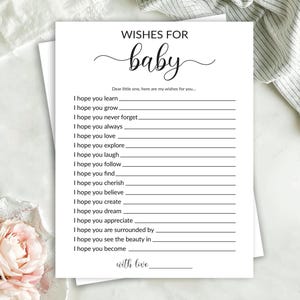 Wishes for Baby Printable, Baby Shower Game, Baby Party Activity for Guests, Instant Download, Printable Baby Games, Baby Wishes Card