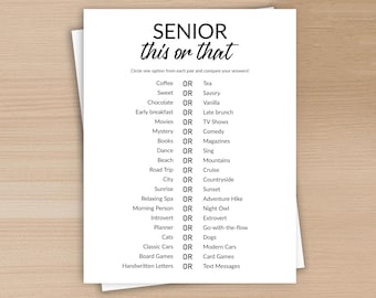 Senior Dies oder jenes Spiel, Spiele für Senioren, Altenpflege, Senioren, Rentner Spiel druckbar, lustige Aktivität, sofort Download