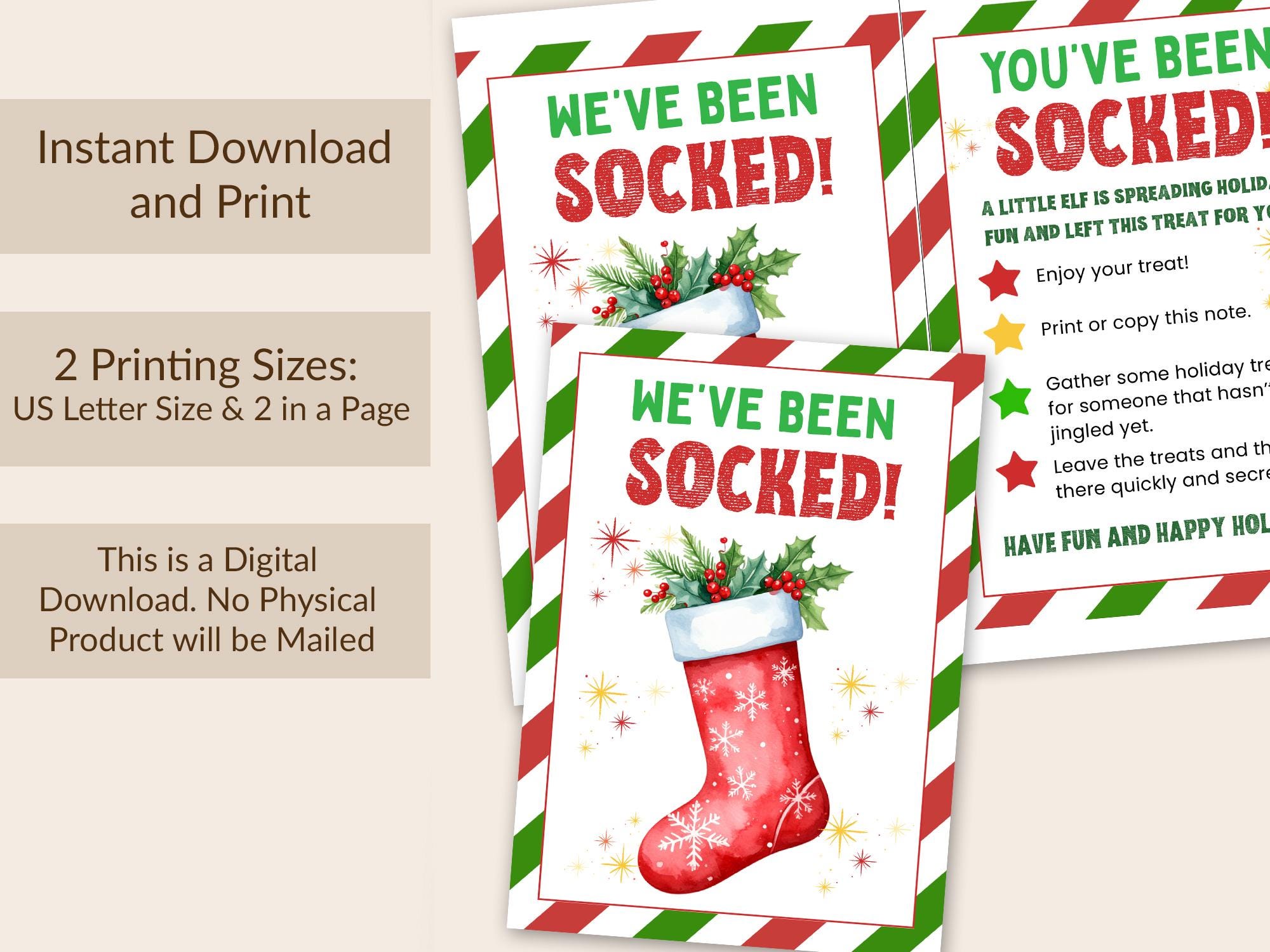 You've Been Socked Printable, Christmas Party, Office Game, Coworker ...