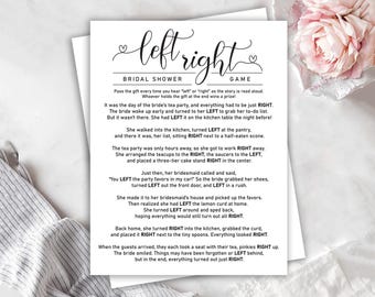 Bridal Shower Left Right Game Printable, Fun Wedding Game, Bachelorette Party Activity, Tea Party, Bridal Game for Guests, Instant Download
