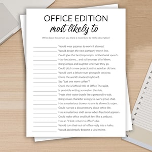 Office Most Likely To Game, Printable Icebreaker for Work, Team Building Activity, Fun Employee Game, Group Activity, Instant Download