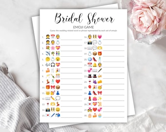 Bridal Shower Emoji Game Printable, Fun Wedding Shower Game, Bachelorette Party Activity, Bridal Game for Guests, Instant Download