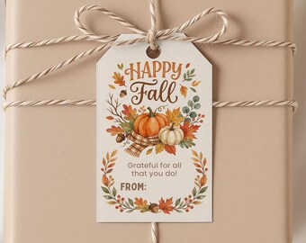 Geschenkanhänger zum Ausdrucken: „Herbstfreuden“, „Ich bin so dankbar für dich“-Anhänger, bearbeitbarer Herbst-Geschenkanhänger, Thanksgiving-Geschenkanhänger, Herbst-Überraschung, digitaler Download