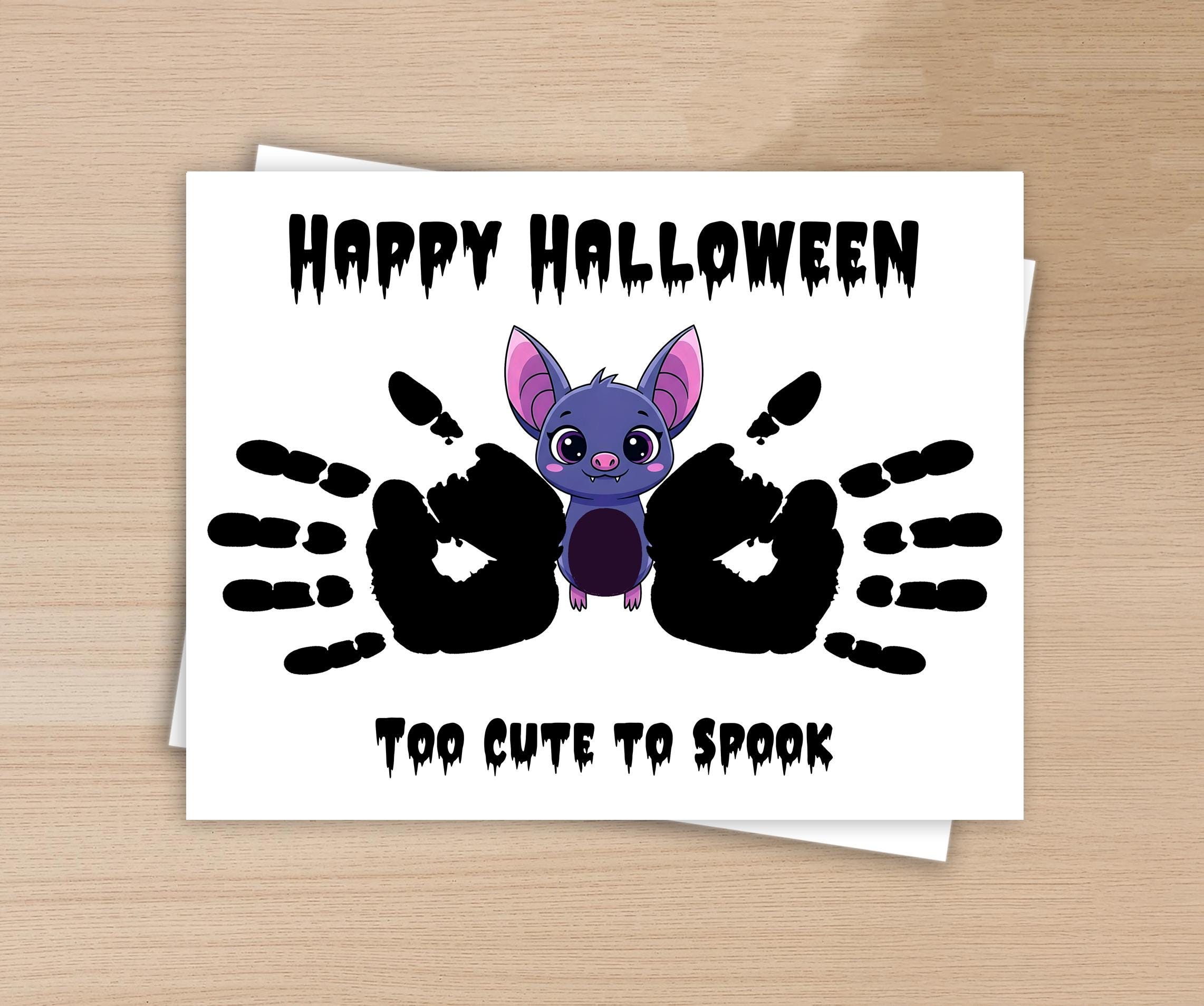 Halloween Bat Handprint Printable, Happy Halloween, Too Cute to…