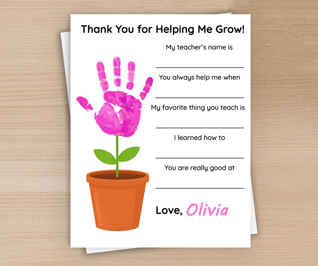 Teacher Appreciation Handprint Printable, Craft Keepsake for Kids, Art ...