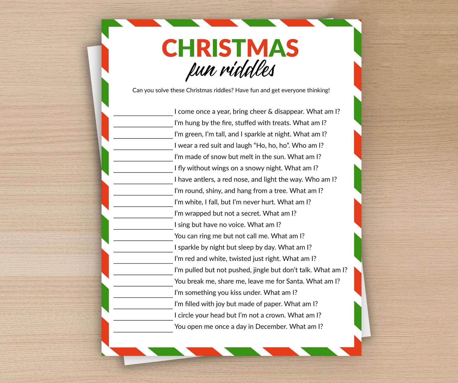 Christmas Fun Riddles Game Printable, Christmas Trivia Game, Christmas ...