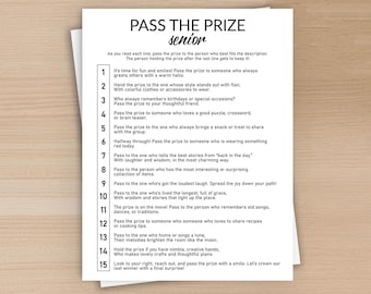Senior Pass the Prize Game, Games for Seniors, Elderly Care, Senior Citizens, Retiree Game Printable, Fun Activity, Instant Download