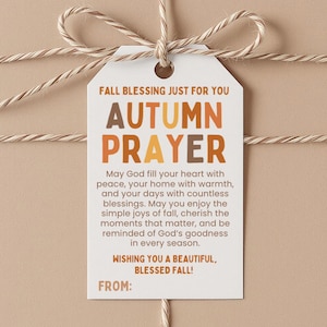 Fall Autumn Prayer Gift Tag Printable, Editable Fall Gift Tag, Christian Gift Tag, Autumn Blessings, Digital Download