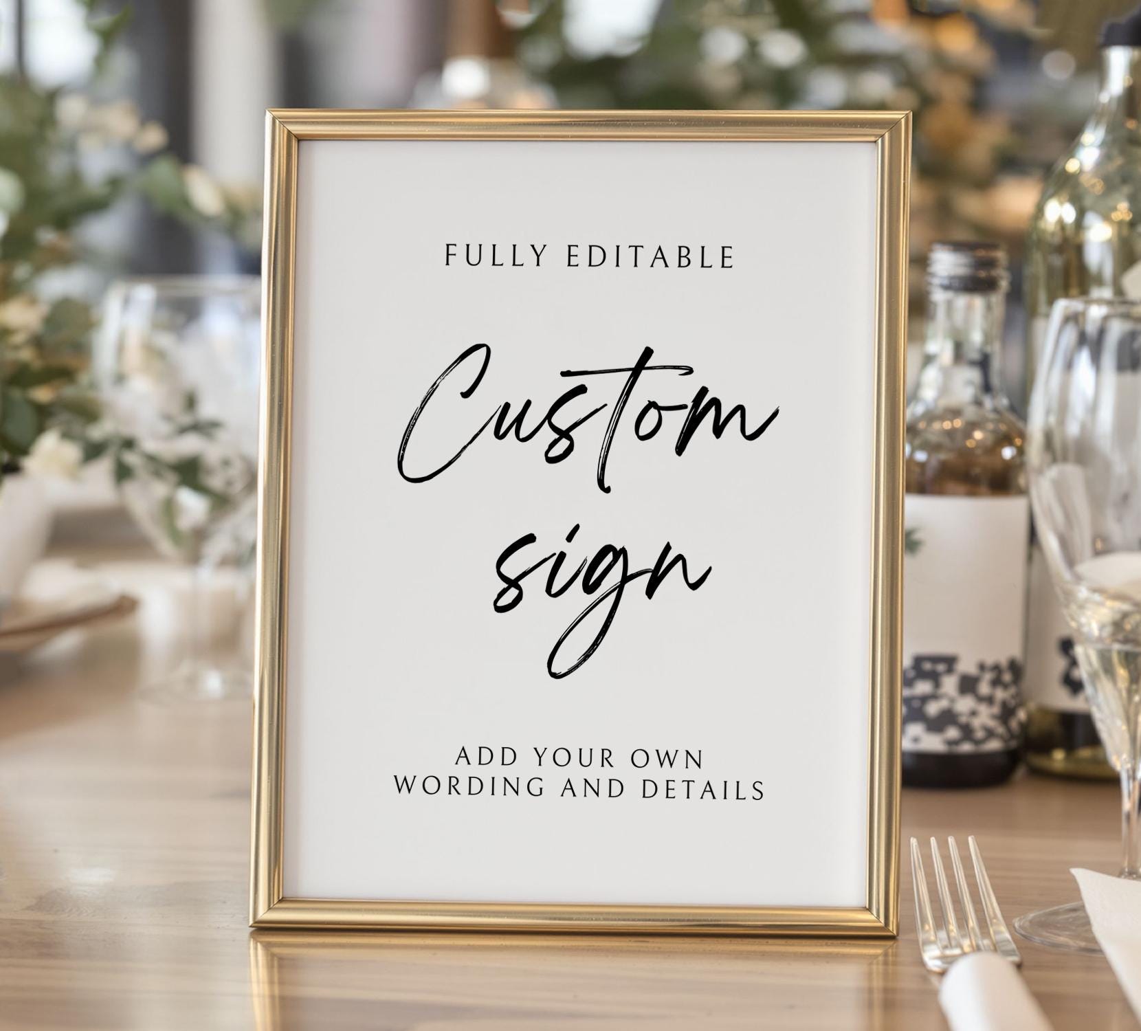 Editable Table Sign Template, Custom Wedding Table Sign, Minimalist ...