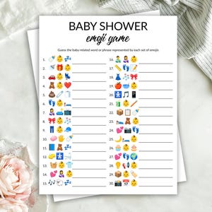 Baby Shower Emoji Game Printable, Baby Shower Game, Gender Neutral, Baby Party Activity for Guests, Instant Download, Printable Baby Games