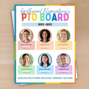 Bewerkbaar sjabloon voor het ouderbestuur, printbaar document voor de start van het schooljaar, kennismakingsblad met het ouderbestuur, flyer voor het ouderteam, vrijwilligerswerk, digitale download
