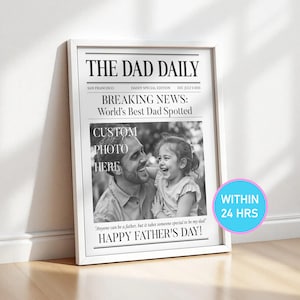 Personalized Father's Day Newspaper Print, Digital Download, Custom Keepsake Poster, Custom Faux Newspaper Print for Dad, Father's Day Gift