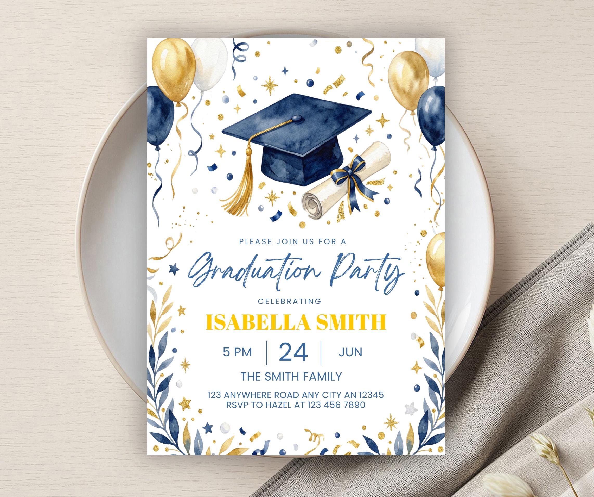 Graduation Party Invitation, Printable Party, Editable Grad Party ...