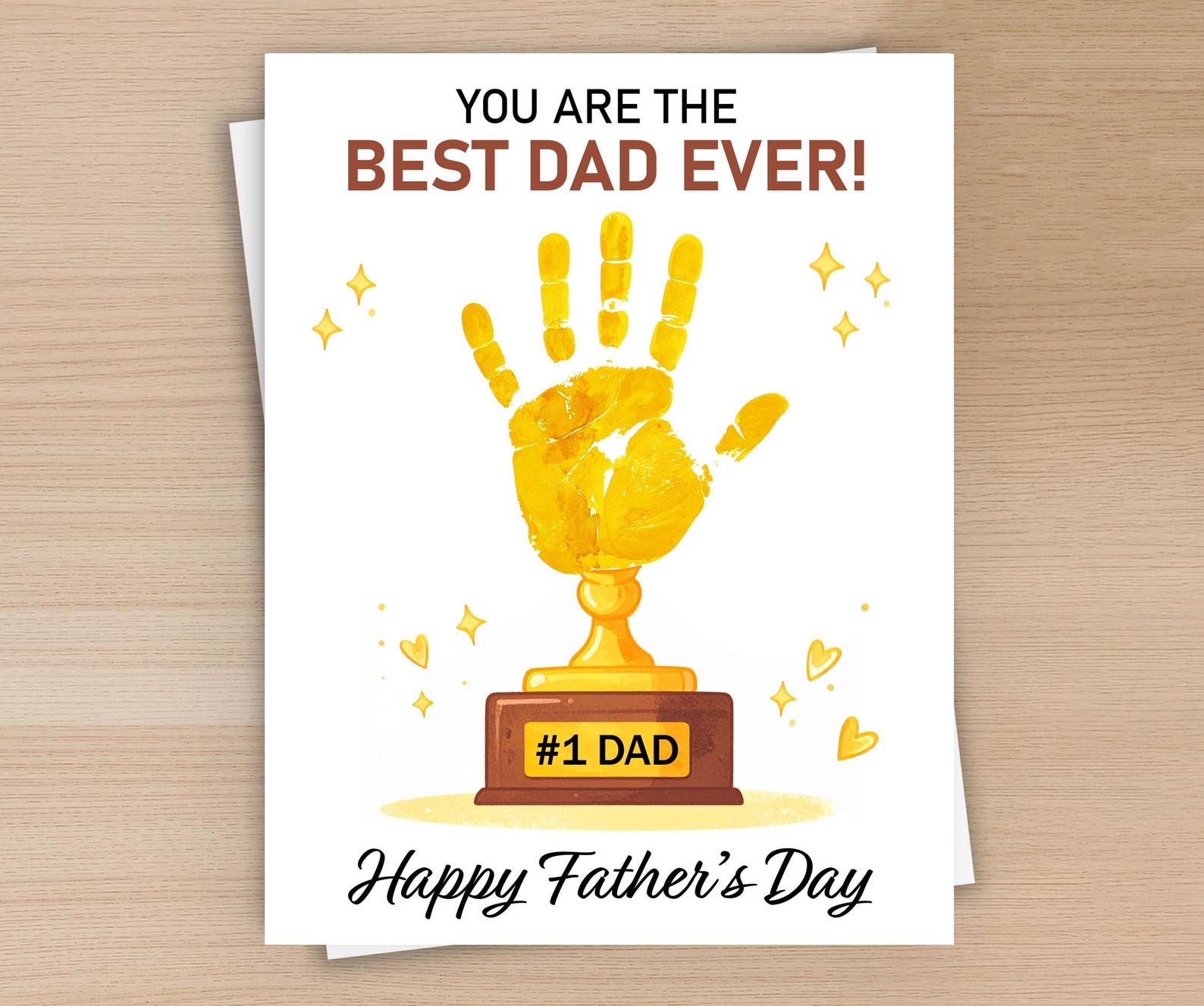 Trophy Handprint Printable, Father's Day Handprint Craft Keepsake for ...