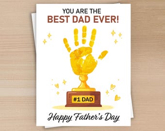 Trophy Handprint Printable, Father's Day Handprint Craft Keepsake for Kids, Art Activity, Best Dad Ever, Gift for Dad