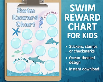 Swim Reward Chart for Kids - Instant Download