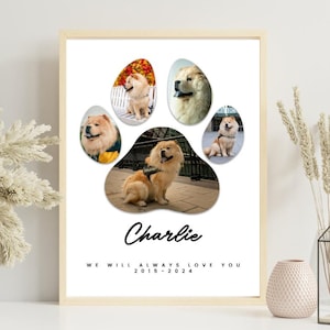 Personalized Pet Photo Collage - Customized Pet Memorial - Dog Photo Collage - Pet Loss Gift - Paw Print I DIGITAL DOWNLOAD - Made to Order