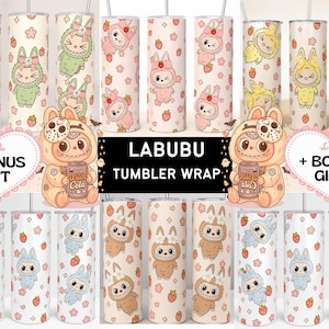 Funny Lububu Doll Tumbler Wrap – Trending Pink Cartoon Character PNG, 20oz Skinny Tumbler Wrap Digital Download for Cricut & Sublimation