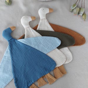 Personalized Goose Lovey: Organic Muslin Baby Security Blanket